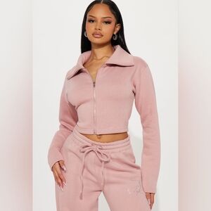 Fashion Nova "Angel" Rhinestone Wide Leg Set - Mauve/Pink
